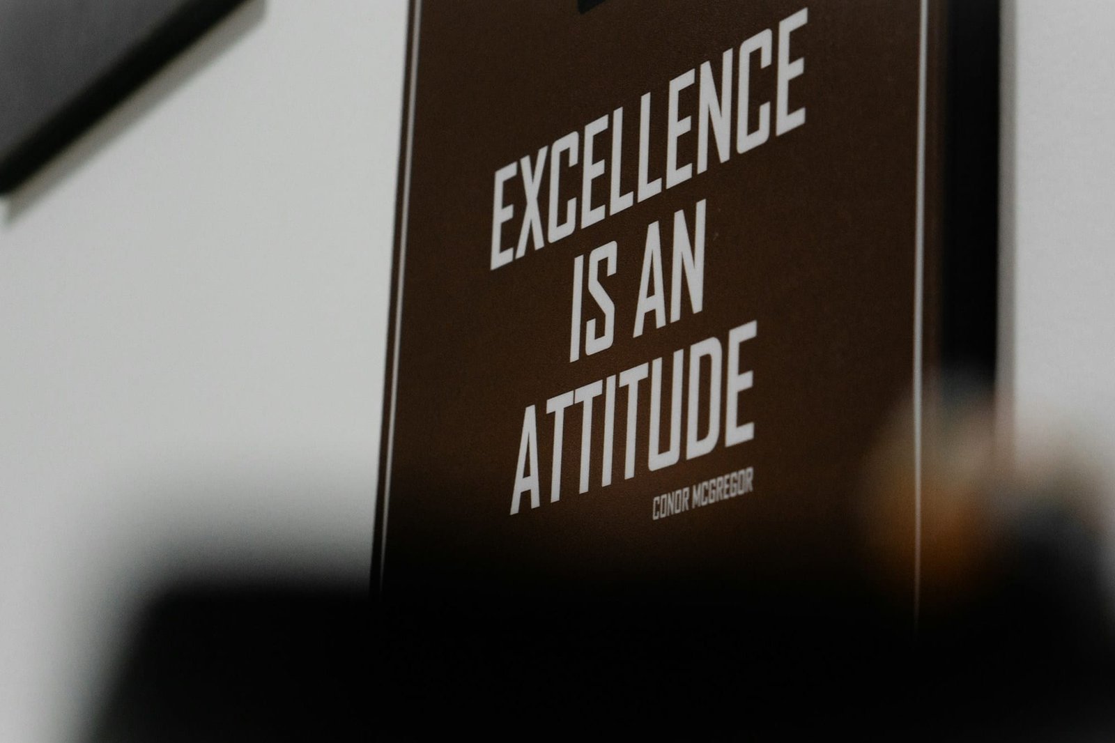 A framed print reading excellence is an attitude