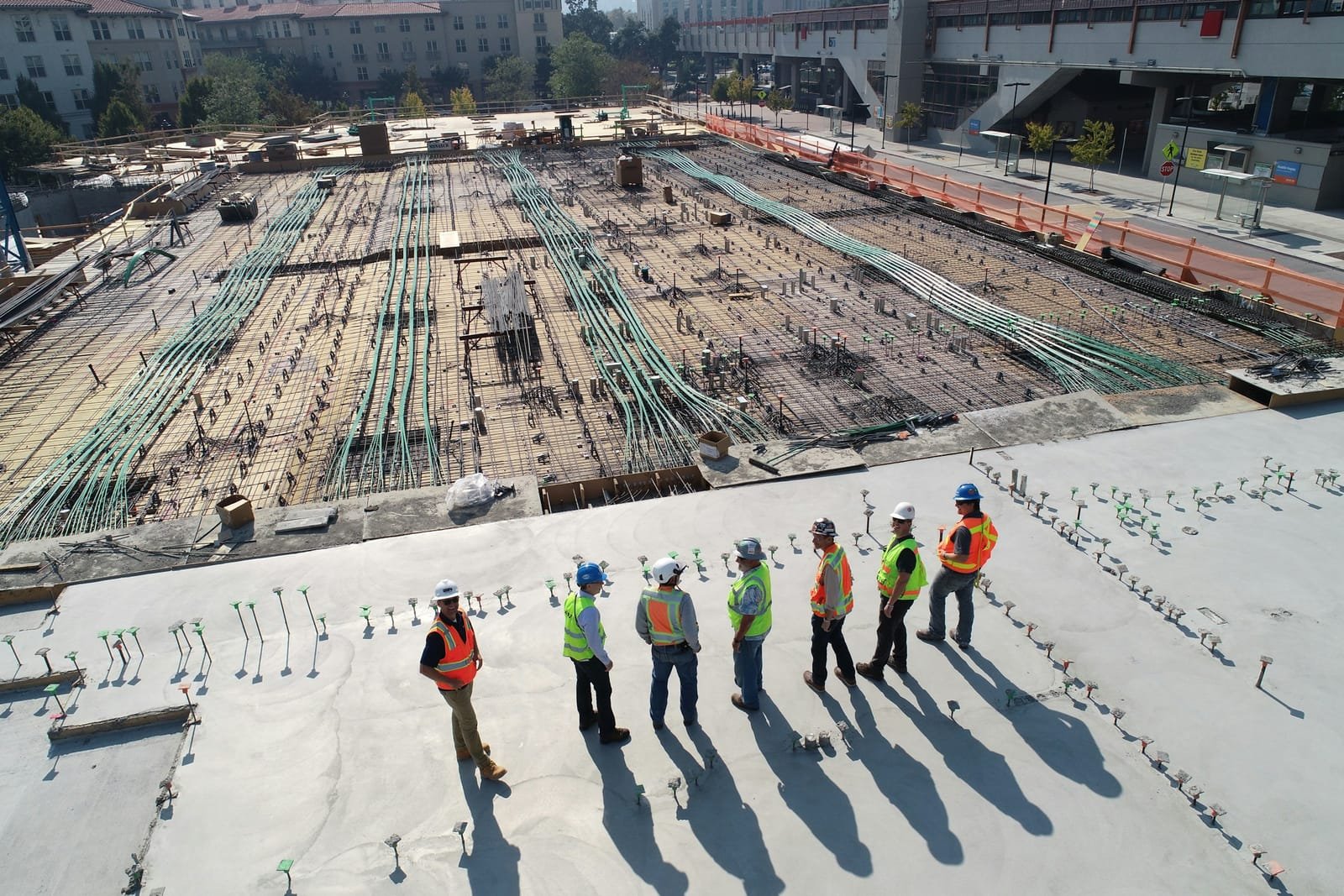Materials set out and segregated across a working site